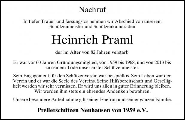 Nachruf Praml Heinrich